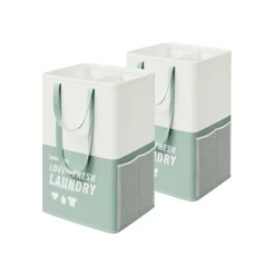 90L Panier à linge 2 compartiments gris foncé