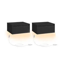 Lot de 2 tables de chevet suspendue lumière 3 couleurs 35 x 40 x 18 cm blanc nuage