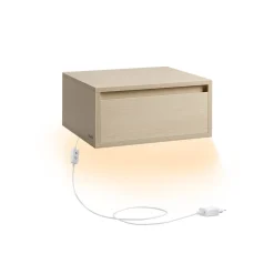 Lot de 2 tables de chevet suspendue lumière 3 couleurs 35 x 40 x 18 cm blanc nuage