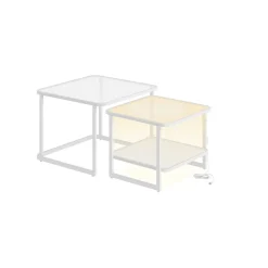 Lot de 2 tables de salon gigognes avec led blanc nuage et noir d'encre