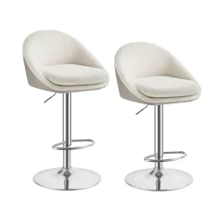 Lot de 2 tabourets de bar pivotant à 360° blanc crème