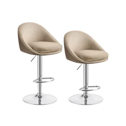 Lot de 2 tabourets de bar pivotant à 360° blanc crème