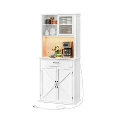 Meuble de rangement avec lumières et chargeur blanc rustique