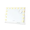 Miroir coiffeuse 15 ampoules LED 58 x 43 cm miroir grossissant détachable 10X blanc mat