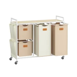 Panier à linge 4 compartiments corbeille 150 L