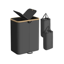 Panier à linge à deux compartiments avec couvercle