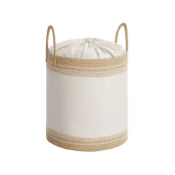 Panier à linge 60 L avec couvercle corde en coton poignée