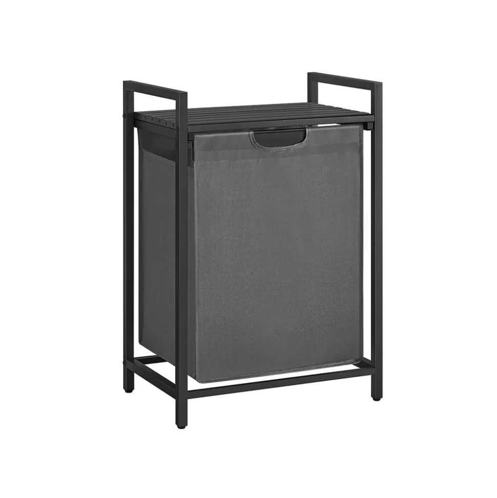 Panier à linge avec étagère noir gris