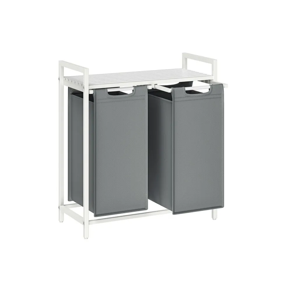 Panier à linge avec étagère noir gris