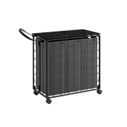 Panier à linge sale 110L noir d'encre et gris ardoise