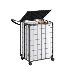 Panier à linge sale 110L noir d'encre et gris ardoise