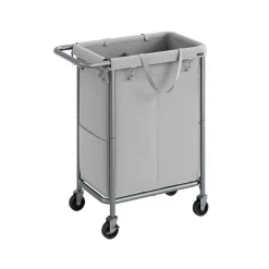 Panier à linge sur roulettes 90L noir d'encre