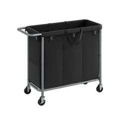 Panier à linge sur roulettes 90L noir d'encre