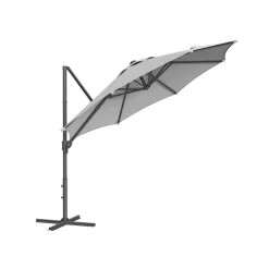 Parasol de jardin 300 cm UPF 50+ pivotant à 360° avec base en croix gris