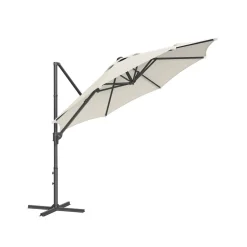 Parasol de jardin 300 cm UPF 50+ pivotant à 360° avec base en croix gris