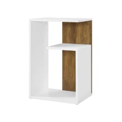 Petite table d’appoint 30 x 40 x 60 cm brou de noix et blanc