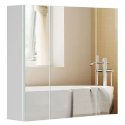Placard avec miroir 3 portes blanc