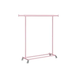 Portant à vêtements avec roulettes capacité 90 kg rose bonbon