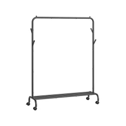 Portant à vêtements avec roulettes en acier noir