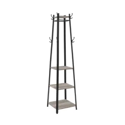 Portant à vêtements avec étagère à 3 niveaux grège et noir