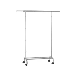 Porte-manteau à roulettes avec étagère surélevée gris tourterelle