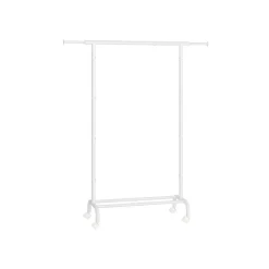 Porte-manteau à roulettes avec étagère surélevée gris tourterelle