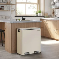 Poubelle 2 x 30L blanc cassé
