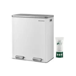 Poubelle 2 x 30L blanc cassé