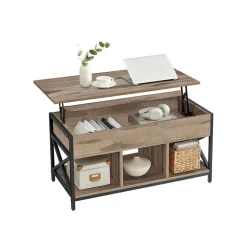 Table basse relevable 50 x 100 x (46,5-62) cm marron camel et noir