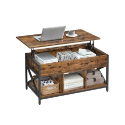 Table basse relevable 50 x 100 x (46,5-62) cm marron camel et noir