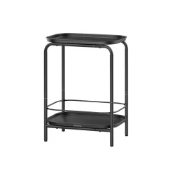 Table d’appoint à 2 niveaux en métal noir d'encre