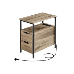 Table d’appoint avec multiprise  marron rustique et noir classique
