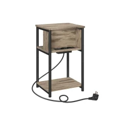 Table d'appoint avec multiprise marron rustique noir