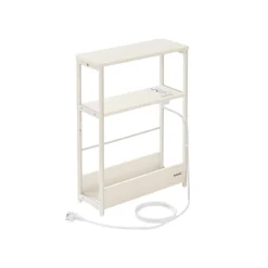 Table d’appoint fine multiprise 3 niveaux marron rustique
