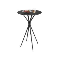 Table de bar ronde et haute 60 x 60 x 105 cm noir d'encre et noir mat