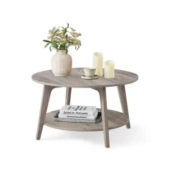 Table de salon à 2 niveaux 80 x 45 cm (ø x h) gris anthracite