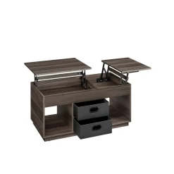 Table de Salon Relevable avec 2 Tiroirs et Compartiments Cachés