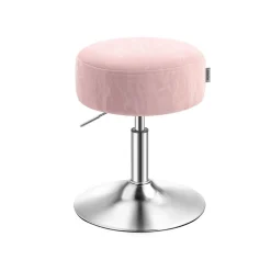 Tabouret de maquillage réglable en hauteur pivotant à 360° en PU coussin épais blanc crème