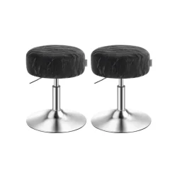 Tabouret de maquillage réglable en hauteur pivotant à 360° en PU coussin épais blanc crème