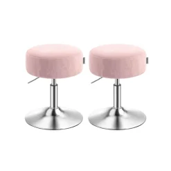 Tabouret de maquillage réglable en hauteur pivotant à 360° en PU coussin épais blanc crème
