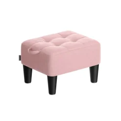 Tabouret en velours rose bonbon et noir d’encre