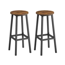 Tabourets de bar lot de 2 cadre métallique hauteur 74 cm marron rustique et noir
