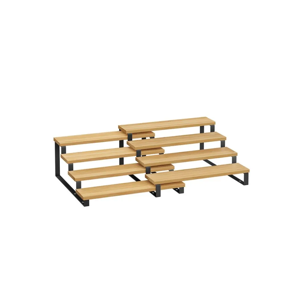 Étagère à épices lot de 2 4 niveaux beige naturel et noir d'encre