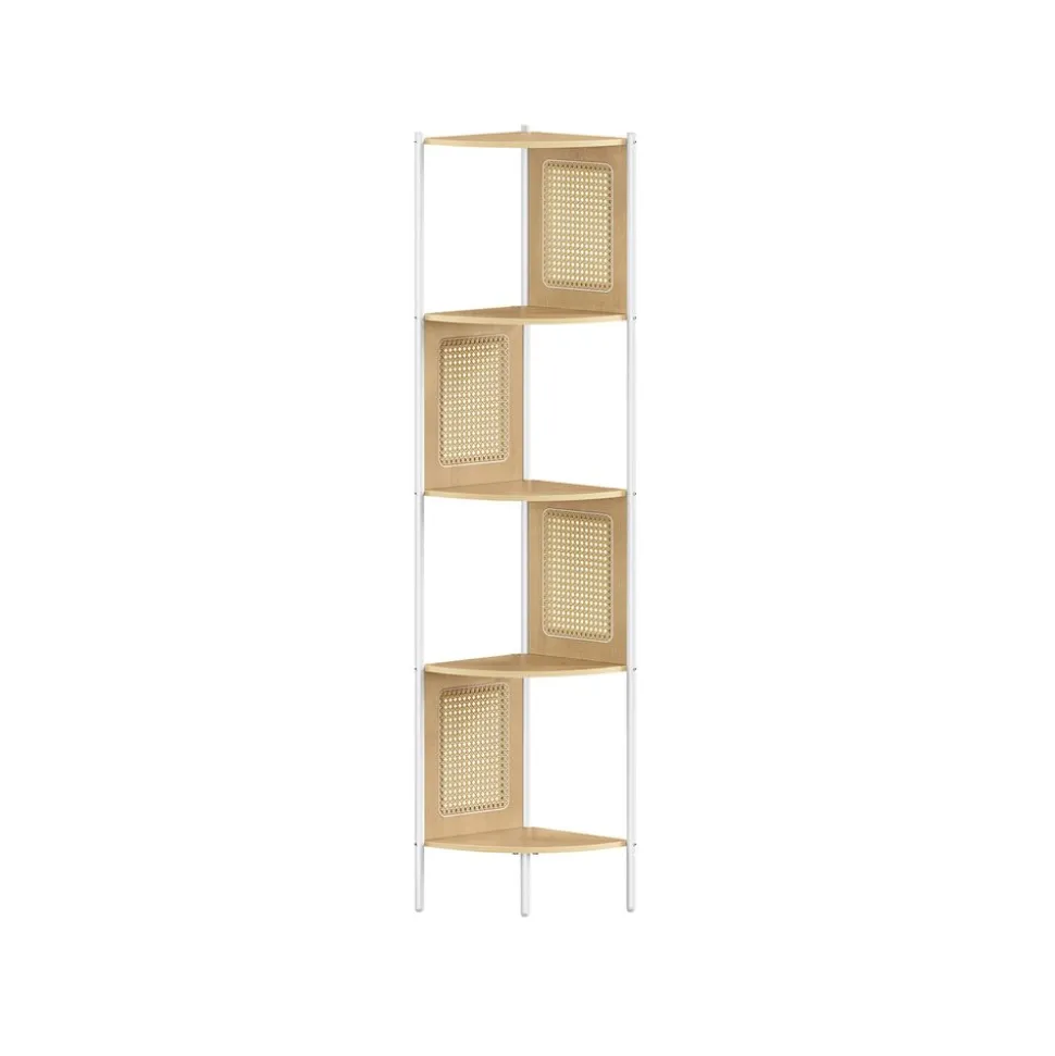 Étagère d’angle à 5 niveaux 31,9 x 31,9 x 156,4 cm structure en métal beige chêne