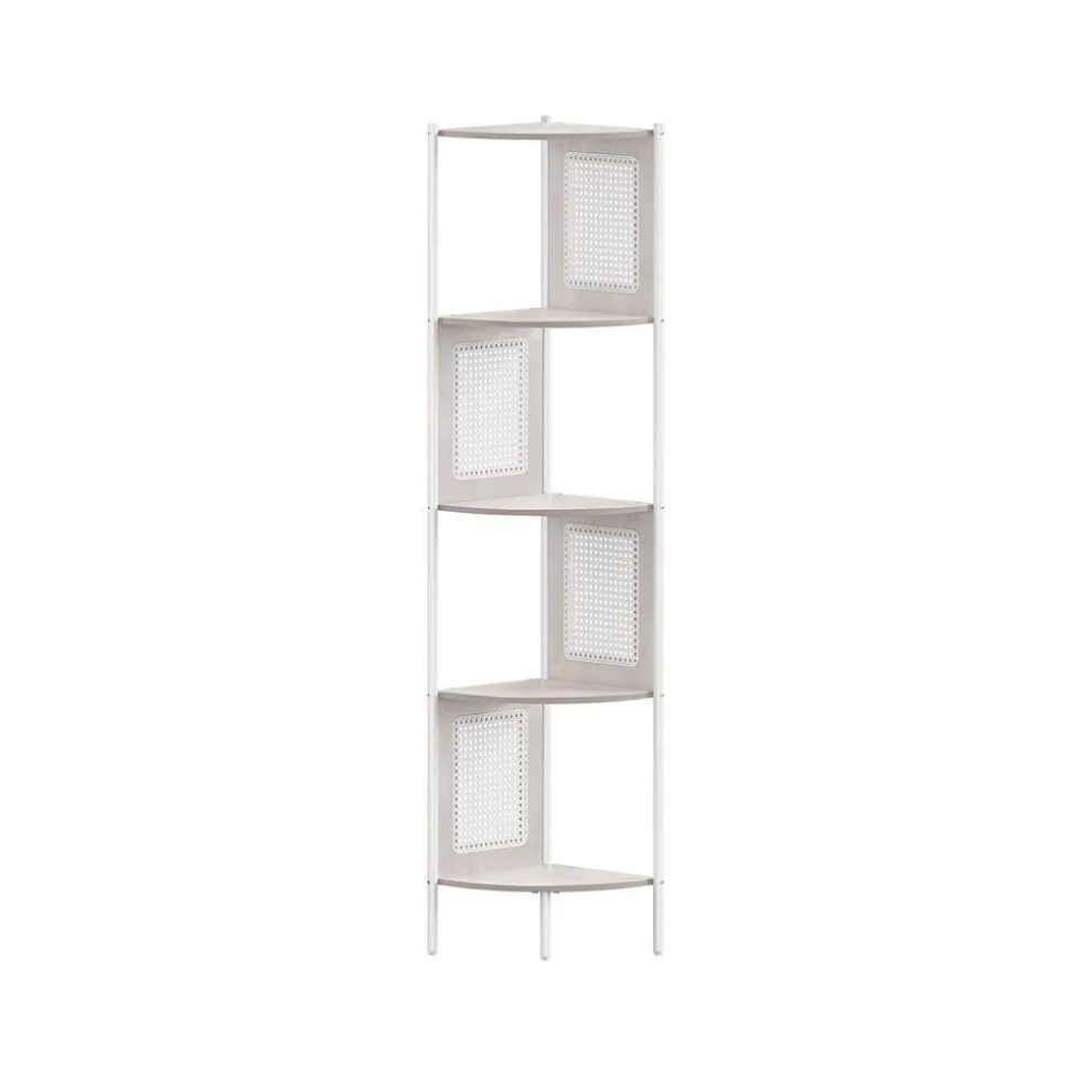 Étagère d’angle à 5 niveaux 31,9 x 31,9 x 156,4 cm structure en métal beige chêne