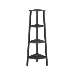 Étagère d'angle à 4 niveaux gris anthracite et noir mat
