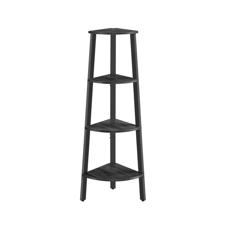 Étagère d'angle à 4 niveaux gris anthracite et noir mat