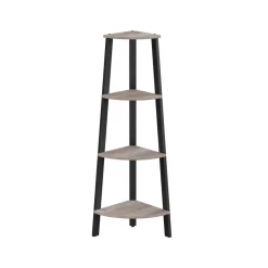 Étagère d'angle à 4 niveaux gris anthracite et noir mat